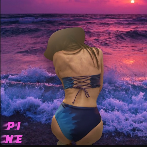 🌈🍯NWT - PINE Boutique 🏄‍♂️ Sexy Little Blue Moon Swim Suit - Picture 9 of 9